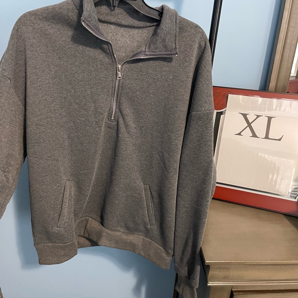 Women’s Gray Half-Zip Sweater